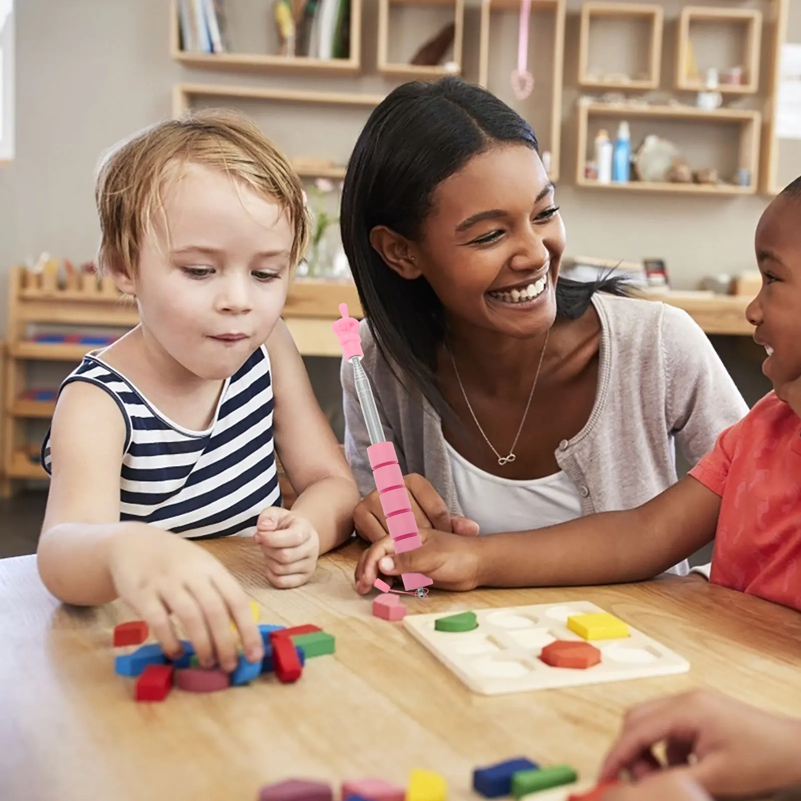 

Extendable Stainless Steel Pointer Stick Bright Colors for Kids Early Education Tool Enhances Coordination Extendable Pointer