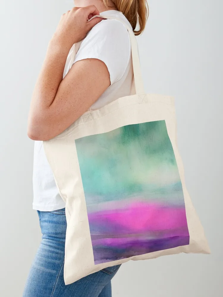 Still Serenity: A Watercolor Pink and Green Abstract Style Image - Rare Find Tote Bag tote bag reusable grocery bags