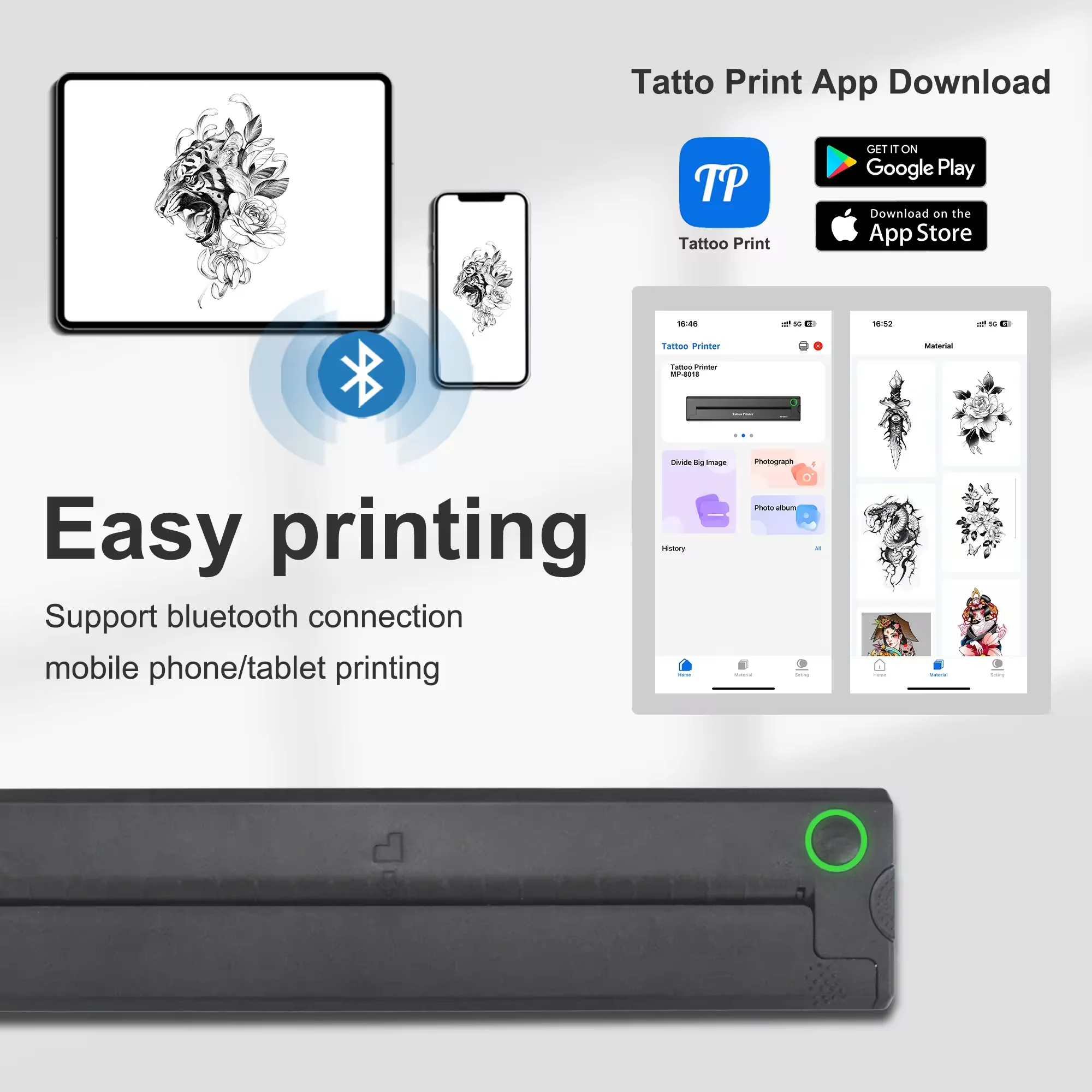 TD-820 A4 Wireless Blue tooth Thermal Temporary Tattoo Stencil Tattoo Printer Max Paper Size 218mm