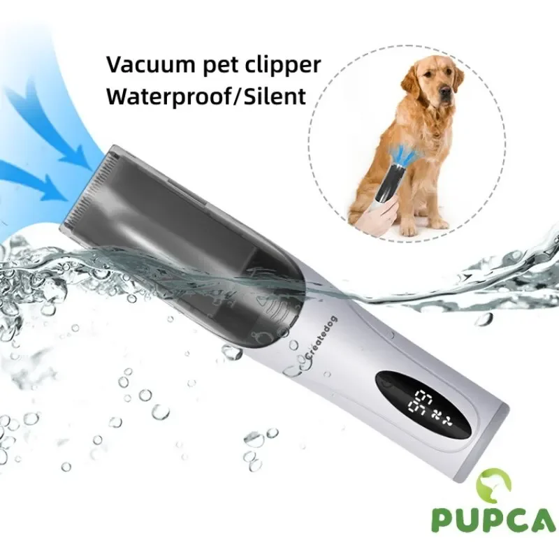 PUPCA Vacuum Pet Hair Quiet Clipper Electric Display Pet Hair Trimmer Kit Waterproof Cat Grooming Haircut Cutter Cutting Machine