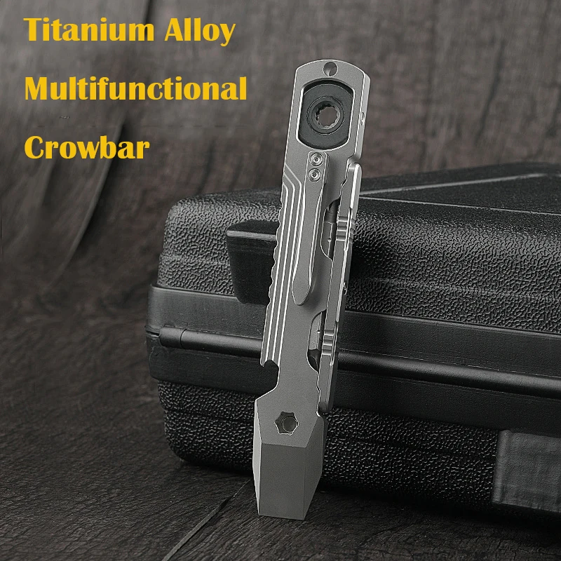 Titanium Alloy 20mm Wrench Crowbar Multi-function Screwdriver Outdoor Camping EDC Tools Wrench Nail Puller Bottle Opener