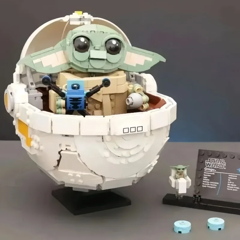 MOC Film Spiel Space War Grogu mit Hover Kinderwagen Bausteine Kit Ziegel Spielzeug Modell Kinder