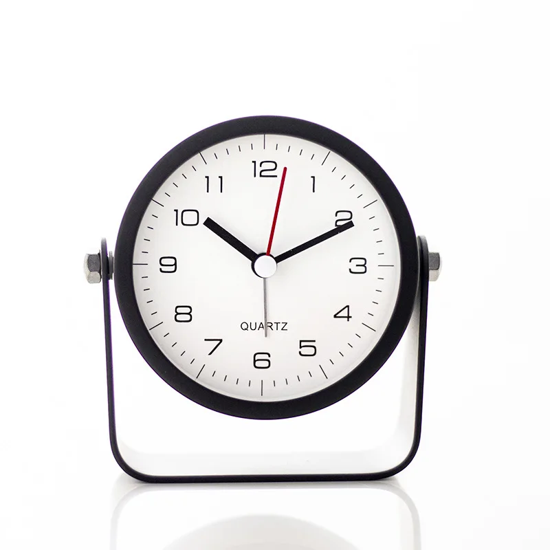

Modern Metal Alarm Clock - Silent Sweep Movement, LED Backlight, Glass Face for Bedroom Desk