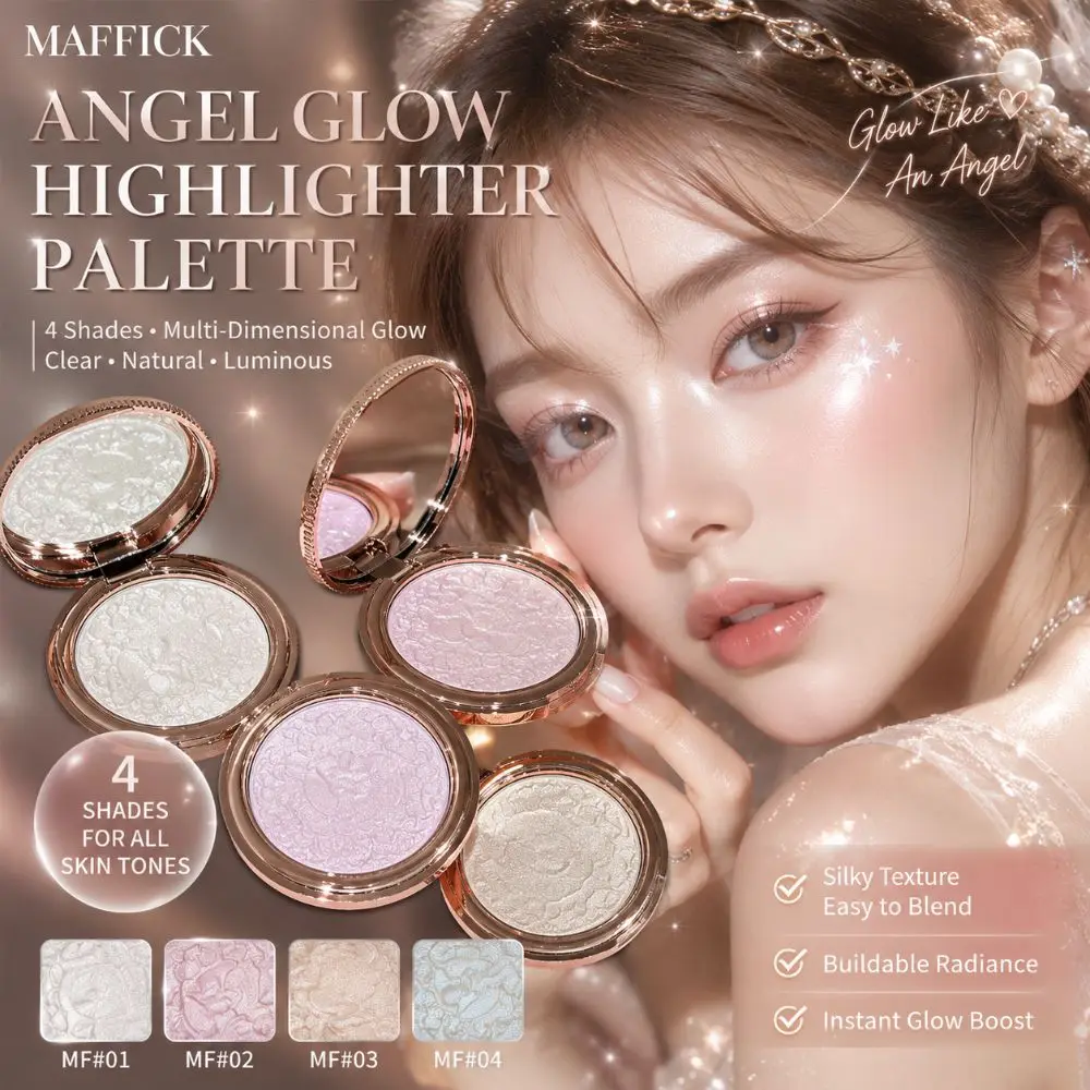 Sparkling Embossed Glitter Highlighter Lasting Brightening Pearlescent Highlighter Waterproof Shimmer Makeup Powder Palette