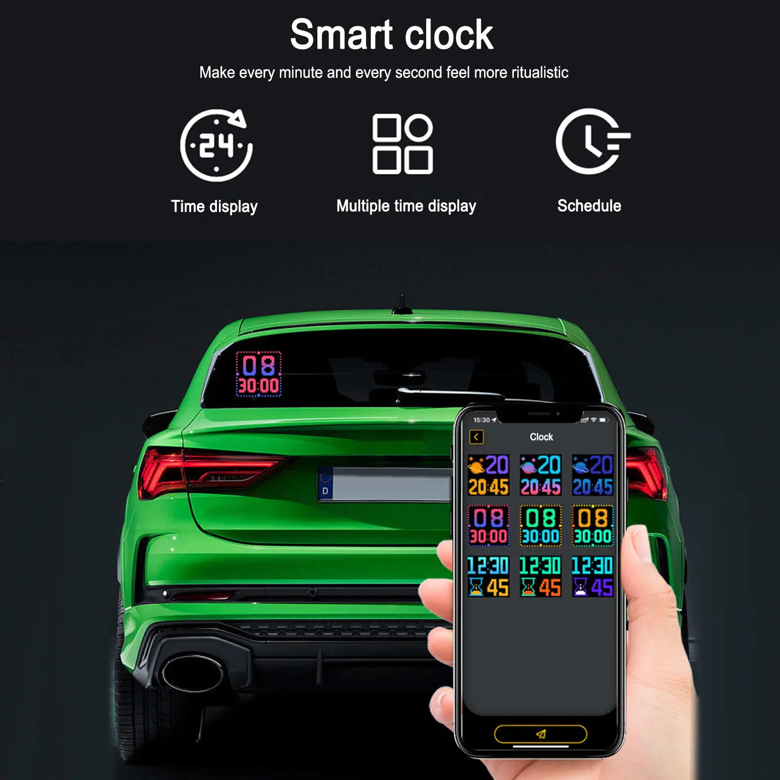 Smart APP Programmabile Scorrimento Testo Animazione Pixel LED Display pubblicitario Segnale luminoso per auto Controllo Bluetooth USB 5V