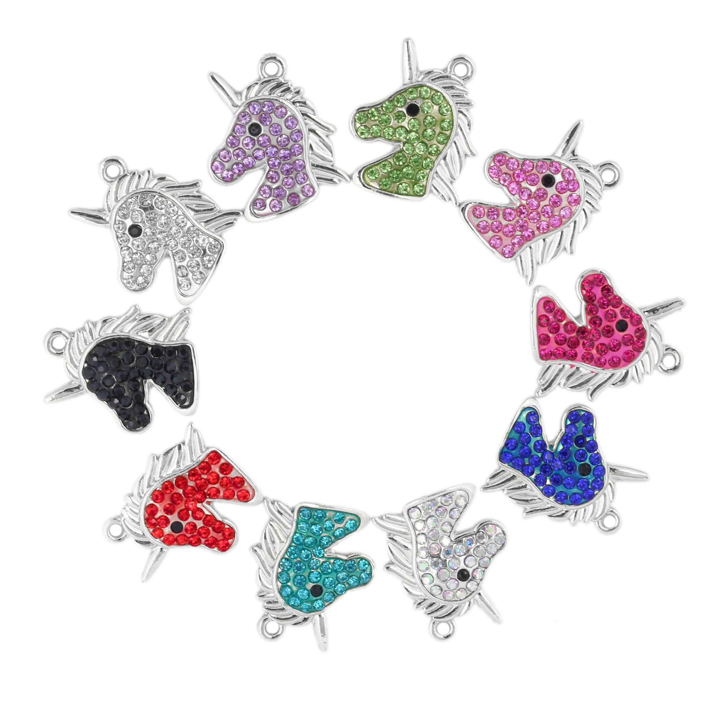 

10pcs Unicorn Charms with Rhinestones Fit For DIY Jewelry Making UC001-UC002