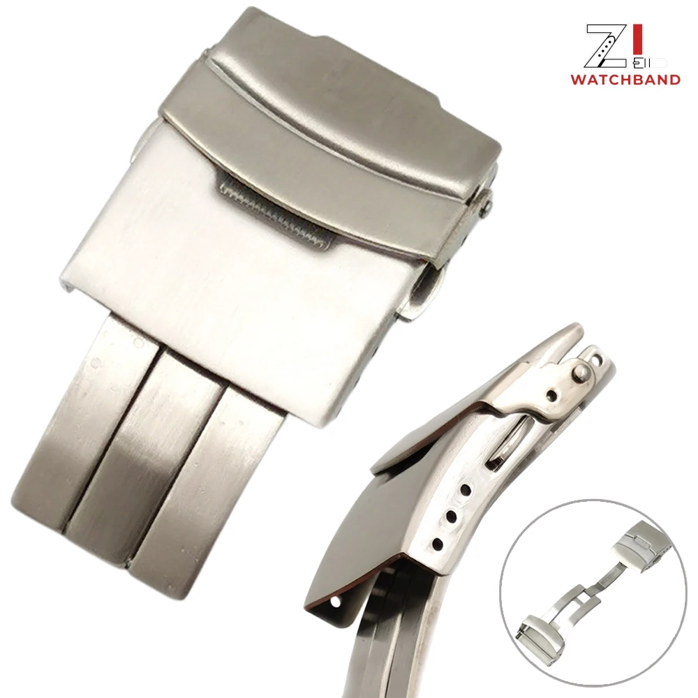 Boucle de bracelet de montre en acier inoxydable 18mm 20mm 22mm 24mm pour Seiko, fermoir à bouton solide pour Citizen Diver, accessoires de montre