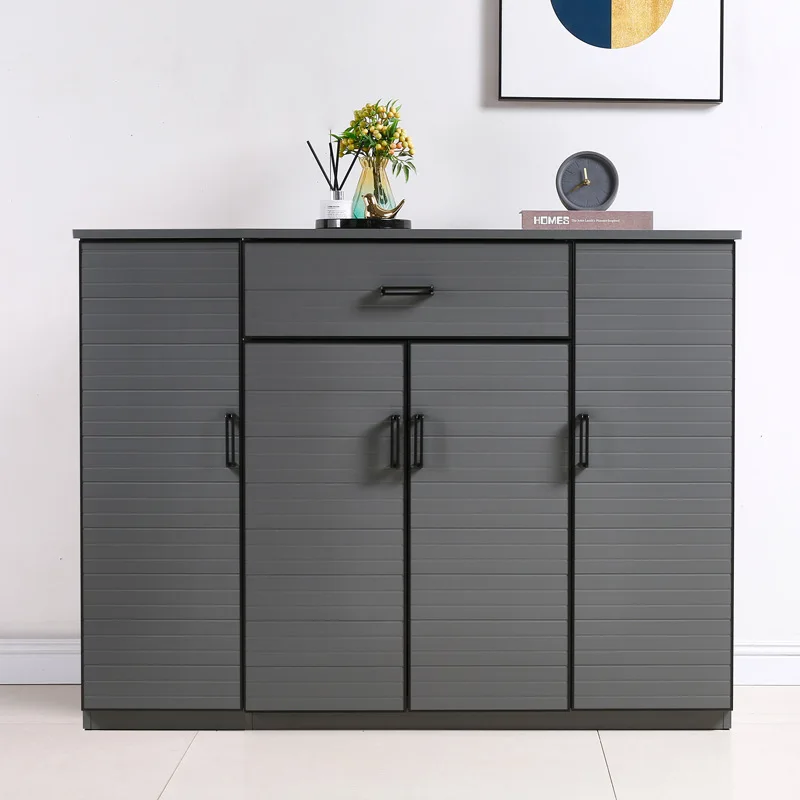 Gray all-aluminum alloy shoe cabinet door outdoor waterproof multi-functional simple light luxury storage cabinet balcony storag image 4