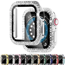 Funda de diamante para Apple Watch 45mm 41mm funda 42mm 38mm Protector de parachoques de PC para Iwatch Serie 9 8 7 6 5 3 Se 40mm 44mm Accesorios