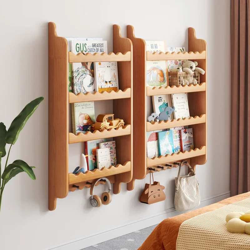 

Solid Wood Wall Hanging Book Shelves, Children's Bedroom Multilayer Bookshelf, Perfect for Family Wall Storage