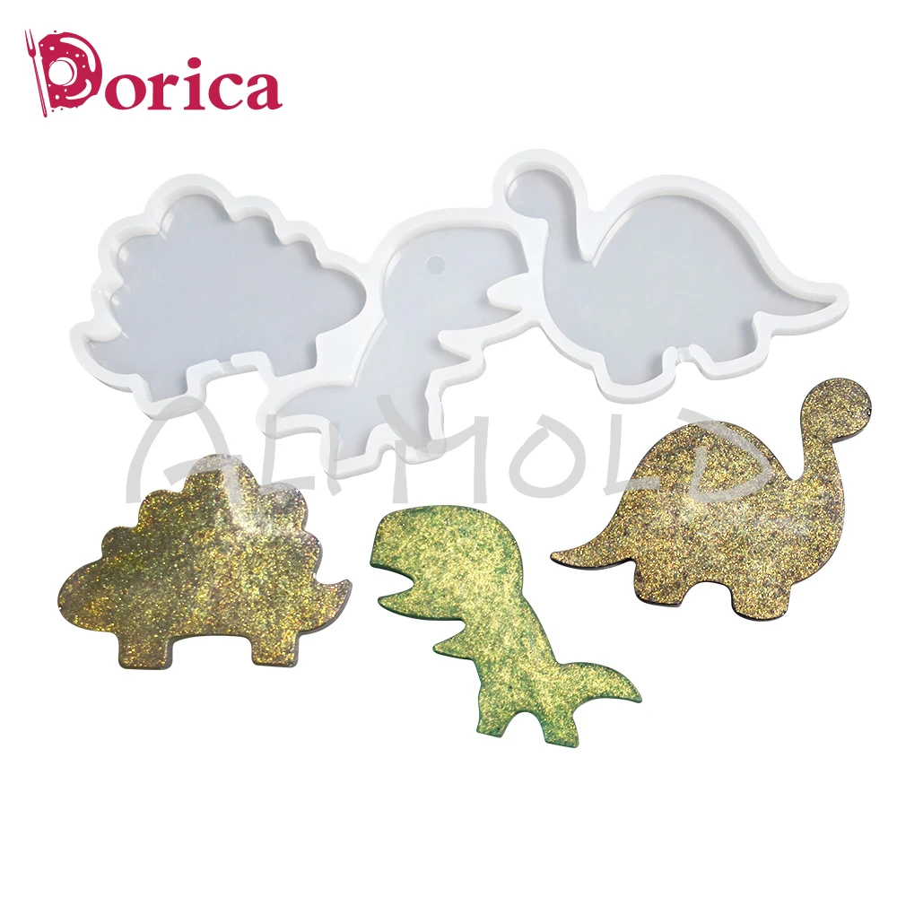 Dorica Dinosaurs Resin Epoxy Silicone Mold Diy Chocolate  Rattle Shaker Lollipop Mould Cake Decorating Tools Kitchen Bakeware