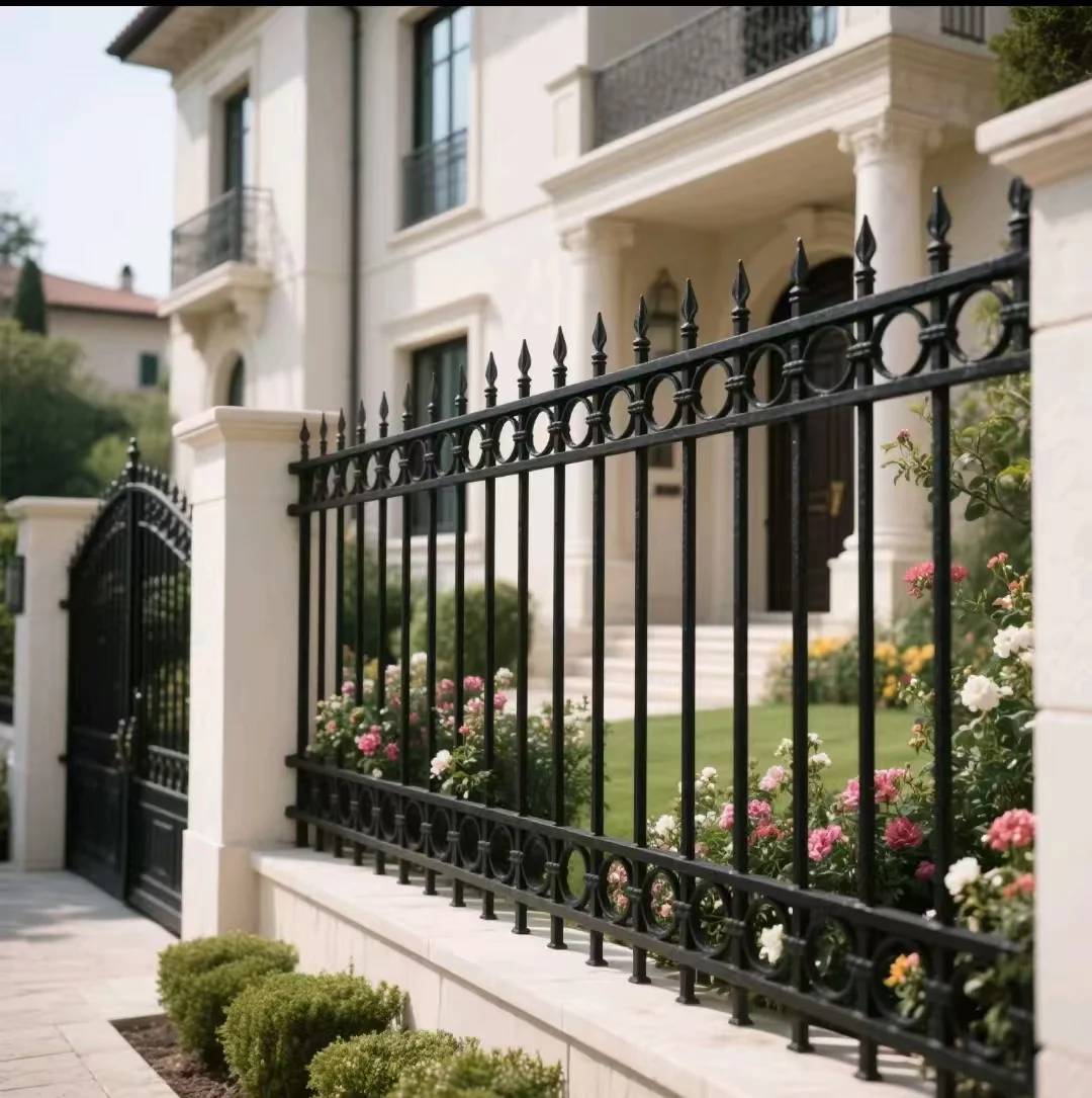 cj-High Quality Luxury Modern Style Cast Wrought Iron Custom Color ISO Certified Rust Resistant Terrace Balustrades Handrails@