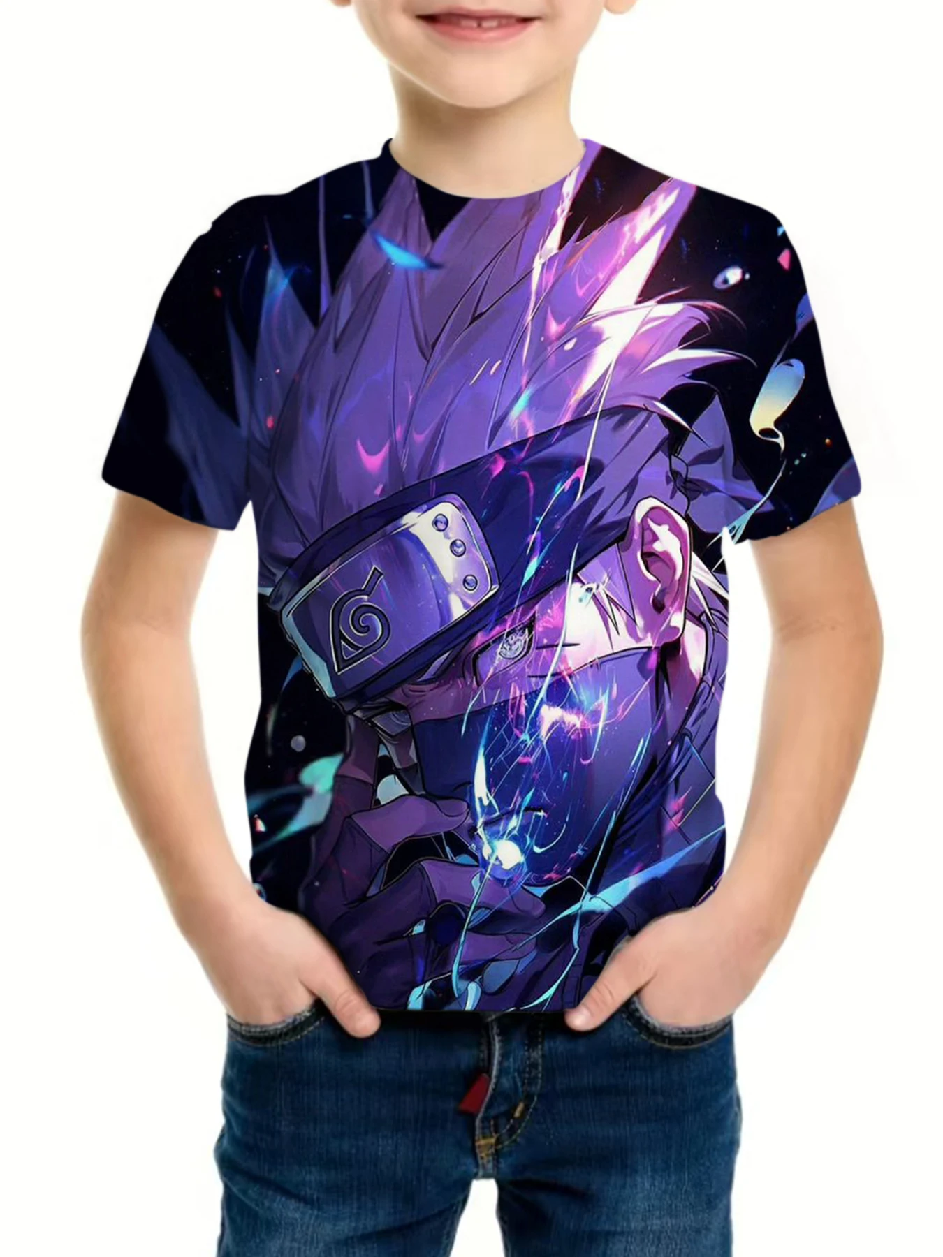 

Summer cross-border boy's printed 3D Naruto Naruto short sleeved T-shirt, one piece of children's clothing