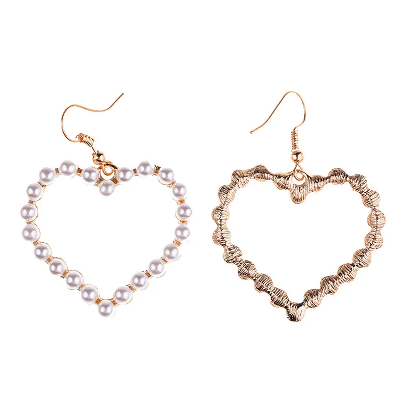 Cross-border accessories, new exaggerated big-name peach heart pearl earrings, the source manufacturer will send one piece overs