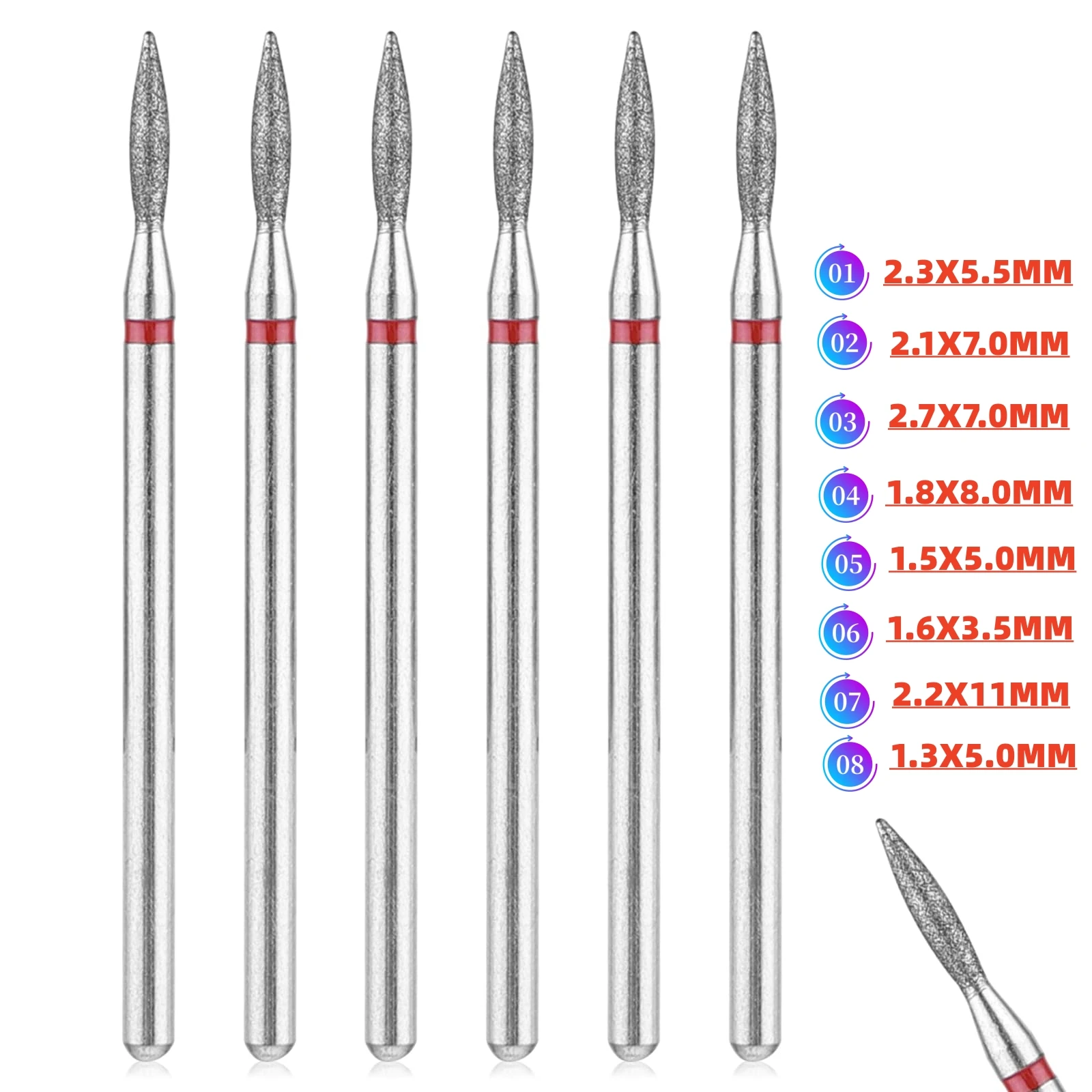 

Cuticle Drill Bits Flame Bit for Manicure Pedicure Diamond Drill Polishing File Grinding Heads Tools for Acrylic Gel Nails