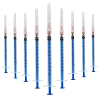 Venta al por mayor, jeringa industrial de plástico de 1 ml, inyector desechable con agujas, 50 piezas