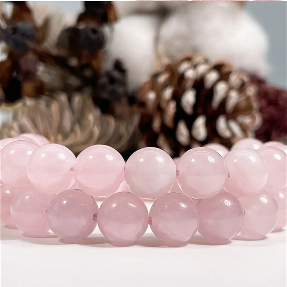 

Natural Pink Crystal Beads Round Loose Beads 4-10mm for Jewelry Making Bracelet Necklace Keychain Bright Crimp & End Accessories