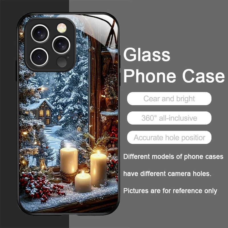 Kerstboomcadeau Besneeuwde stad Landschap Creatieve telefoonhoes voor iPhone 17 16 Pro Max 15 14 13 12 Mini 11 Pro XS XR 7 8 Plus Cover