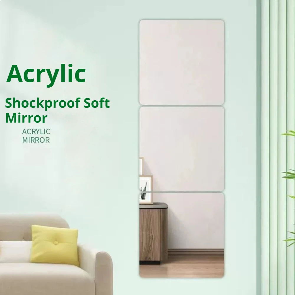 Miroir mural sûr pour la maison, miroir complet en acrylique pour chambre à coucher, dortoir, Dressing, auto-adhésif, ne casser pas les miroirs en acrylique