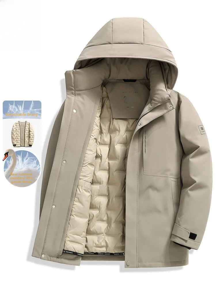 

Мужская зимняя куртка-пуховик New Sle Slim Fit со съемной внутренней подкладкой, повседневная молодежная утепленная куртка из гусиного пуха