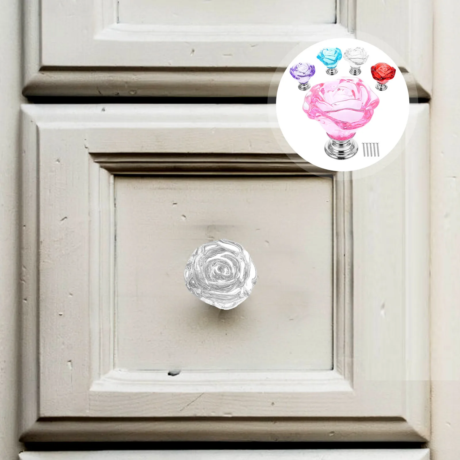 

5pcs Furniture Knobs Rose Flower Design Cabinet Handles For Kitchen Bathroom Wardrobe Drawer Decorative Pulls Small Cabinet Knob