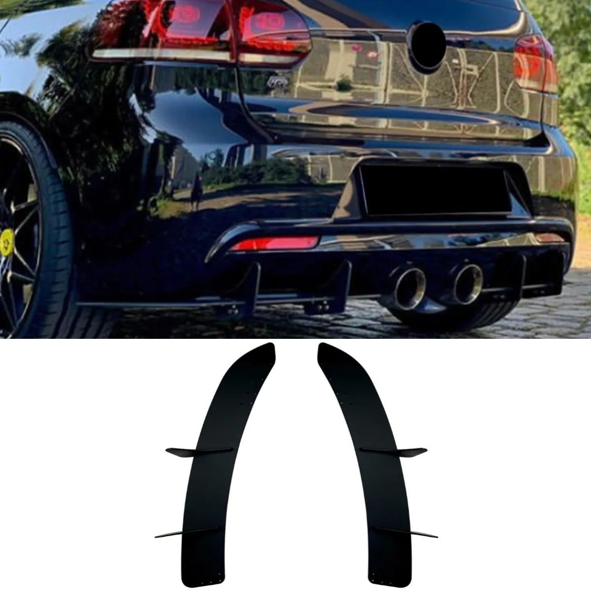 Picture 3: For VW Golf MK6 R Body Kit Rear Bumper Lip Rear Bumper Splitter Diffuser Spoiler Protector Apron Car Accessories
