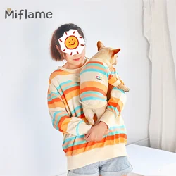 Miflame Autumn Dog And Owner Matching Outfits Color Stripe Small Dogs Hoodies French Bulldog Pug Casual Pet Parent Child Clothes