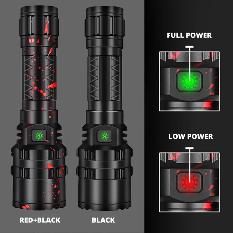 戦術的な軍用LED懐中電灯,8800000lm,800W,xhp220,xhp120,USB,キャンプ,ランタン,防水,自己防衛