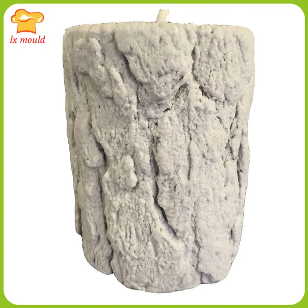 Bark Texture Cylindrical Candle Silicone Mold Christmas Tree DIY Wood Grain Handmade Pile Round Candle Mould