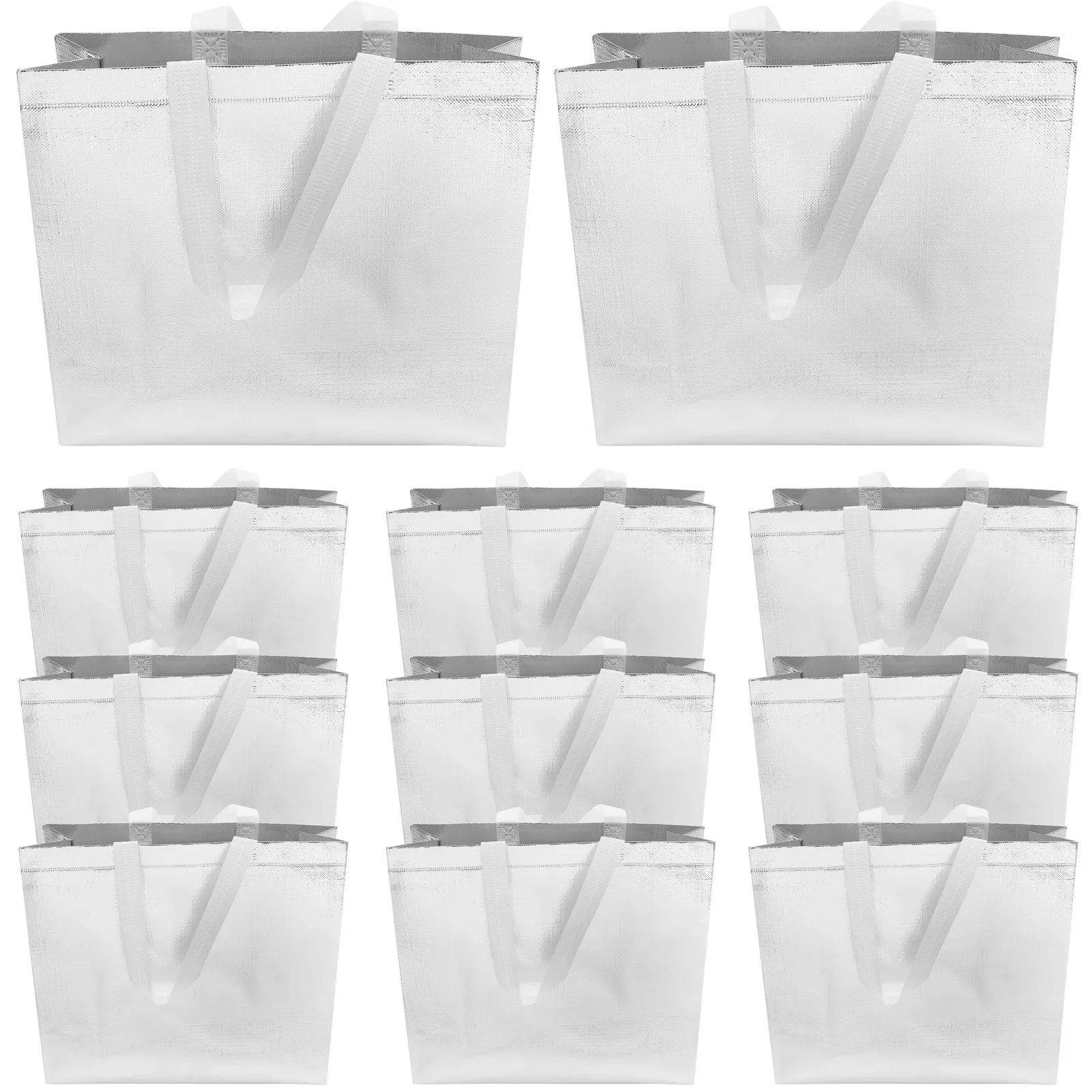 

12Pcs Non-Woven Fabrics Reusable Grocery Tote Portable Shopping Bags Large Capacity Handled Foldable Storage Bags