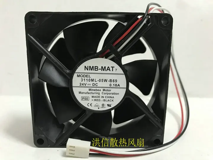 

Free shipping original NMB 8025 3110ML-05W-B69 DC24V 0.18A 8CM frequency converter cooling fan