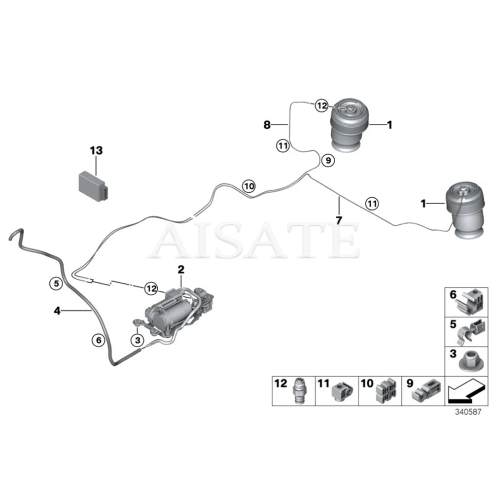 Air Suspension Compressor Kits For BMW X5 E70 X6 E71 E72 F15 F85 F16 F86 Air Pump Bracket Solid Screw 37206789450 37206789938