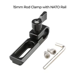 CAMVATE Camera universal Standard Single 15mm Rod Clamp With NATO Safety Rail &1/4