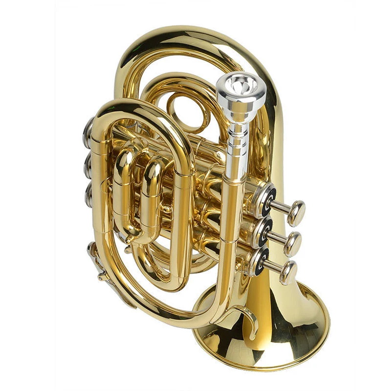 European high-end professional trumpet B-flat palm trumpet pocket trumpet mini trumpet cornet three-key small trumpet three-tone