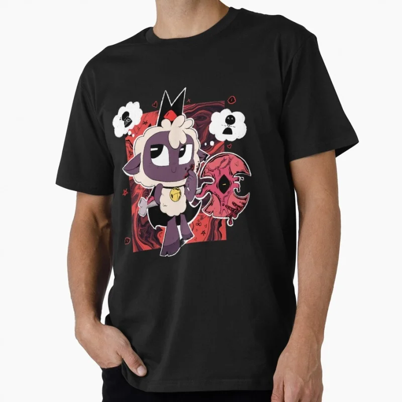 Cult of the Lamb gift t shirt for gamer 100% cotton Short Sleeve 0428 Cute animals Cartoon Graphic clothes All size tops S-6XL