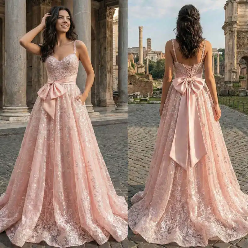 

Элегантные вечерние платья с длинными рукавами, на шнуровке, с цветочными кружевными аппликациями и бантом, в пол, для торжественных мероприятий и выпускных вечеров