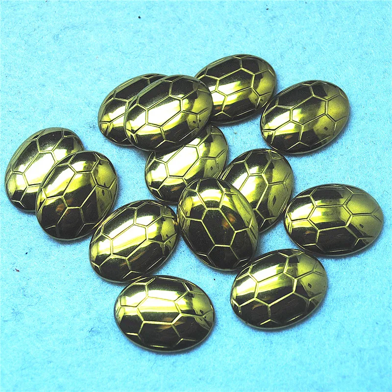 5PCS New Hematite Stone Cabochons Oval Shape 18X24MM Golden Plated Colors Loose Beads Cabs For Specail Jewelry Designs Accessori