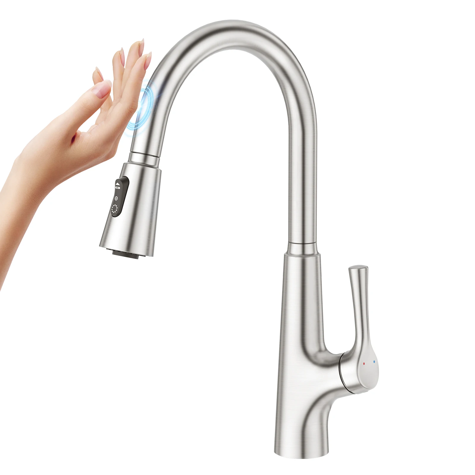 

Modern Design Stainless Steel 304 Kitchen Faucet Factory Manufacturer Smart Touch Sensor Pull Sink Mixer Single-Hole