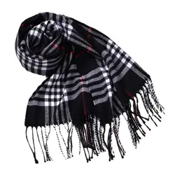 Châle à carreaux de style britannique pour femmes et hommes, écharpe de luxe, long châle chaud avec pompon, accessoires de couverture Pashmina, cadeau pour ami, hiver