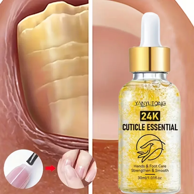 24K Cuticle Essential Oil 30ml Deep Nourishing Nail Care Dry Cracked Heel Toenail Enhancement Nail Strength Smooth Nail Care Oil