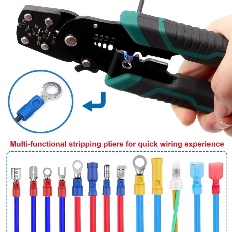 Wire Crimper Tool with Stripper Cutter Wire Stripper for Insulated/Heat Shrink Connectors Multi-Function Quick Release Crimper