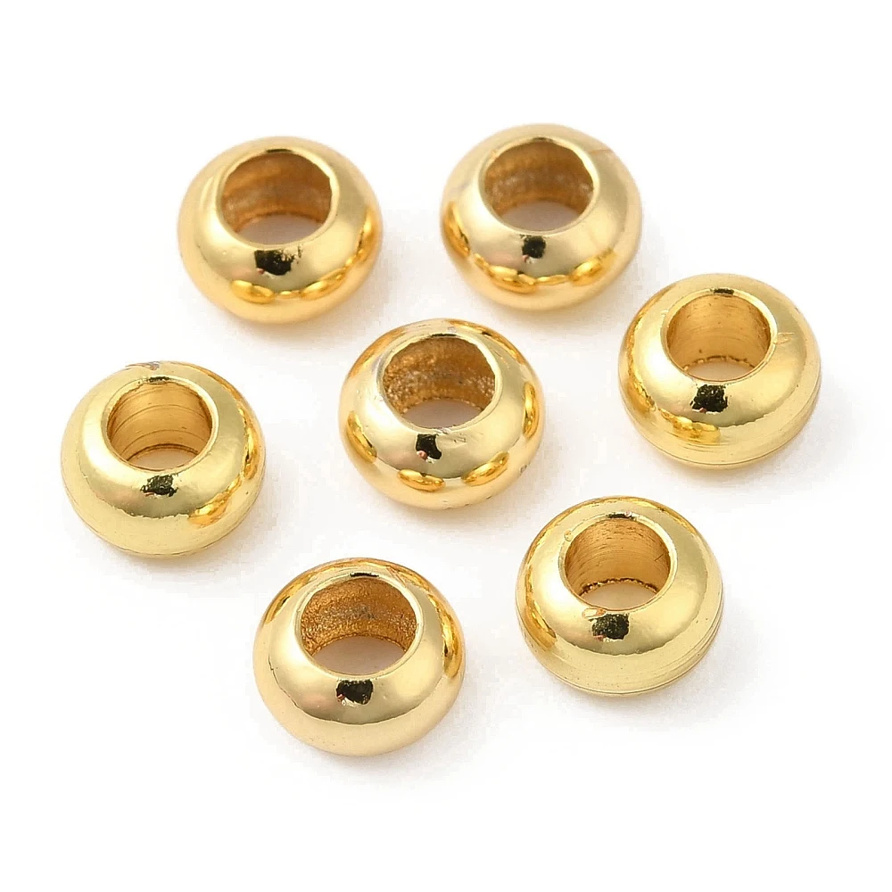 

20pcs Gold Plated Round Spacer Beads Large Hole Beads 6mm Loose Bead for Jewelry Making Bracelet Necklace DIY Accessories