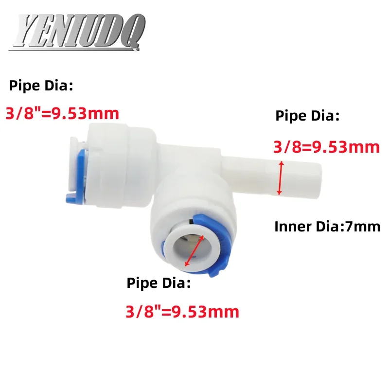 Reverse Osmosis 1/4 3/8 Hose Connection Quick Coupling Stem L Straight Tee RO Water Aquarium Plastic Joint Pipe Fitting