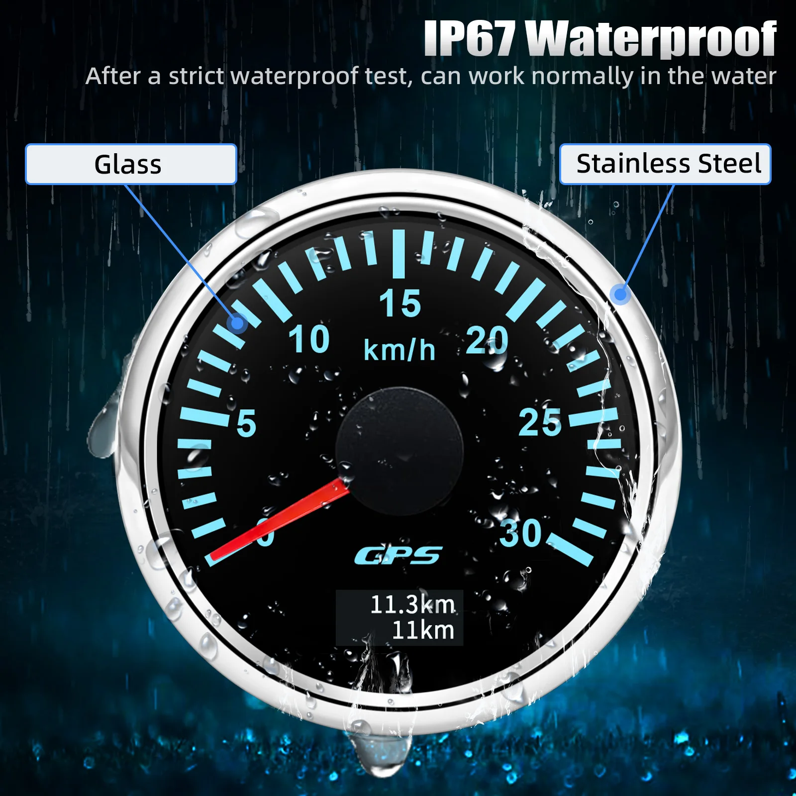 52 mm digitaler GPS-Tachometer + Antennen-Kilometerzähler, 7-Farben-Hintergrundbeleuchtung, universell für 12 V, 24 V, Auto, Boot, Marine, Motorrad, Yacht – Detail 5