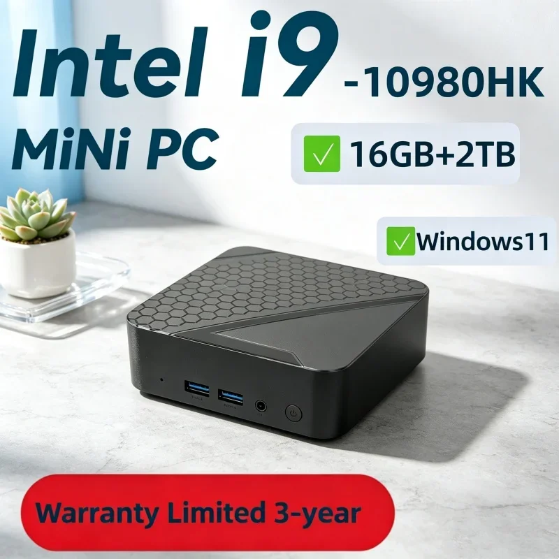 NEW Intel I9‑10980HK Durable Mini PC Computer Windows 11 16GB 1/2TB SSD Mighty Gaming Computer WiFi 6 Office Mini Desktop
