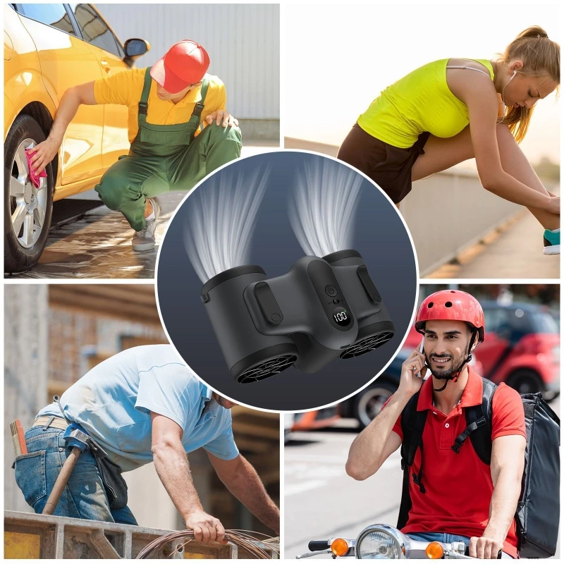 Mini Waist Fan Hands-free Wearable Cooler 10000mAh Battery 3 Speed Adjust Type-C Charging for Outdoor Sports Cleaners