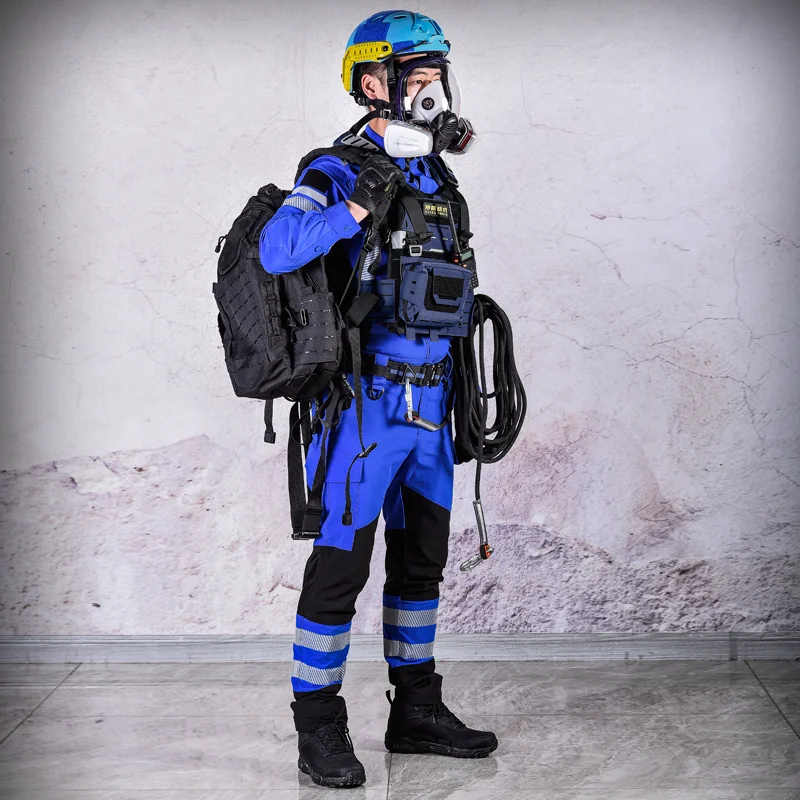 Fire International Emergency Rescue Suit Set Summer Quick Drying Fire Blue Sky Rescue Suit Red Blue