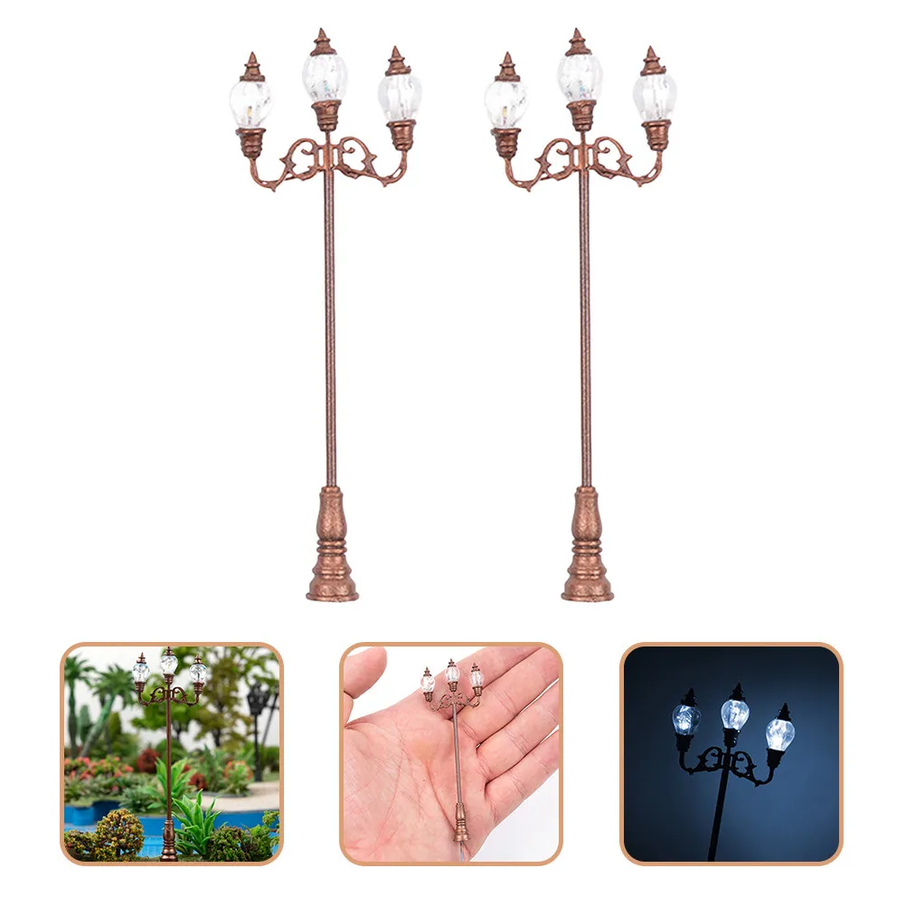 

2Pcs Sand Table Yard Lights Courtyard Street Lamp Mini Outdoor Decorative Lamps for Garden Landscape Scene Layout