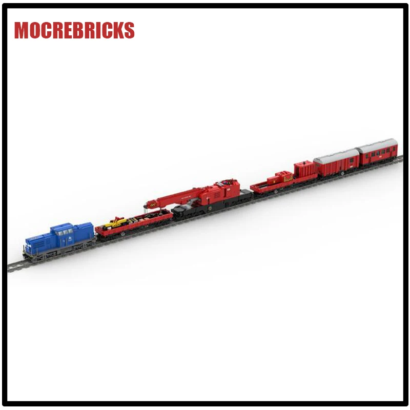 Big Rail Locomotive Emergency Crane Trains Building Blocks Assembly Model Kits Creative Puzzle Fun Kid's DIY Toys Birthday Gifts