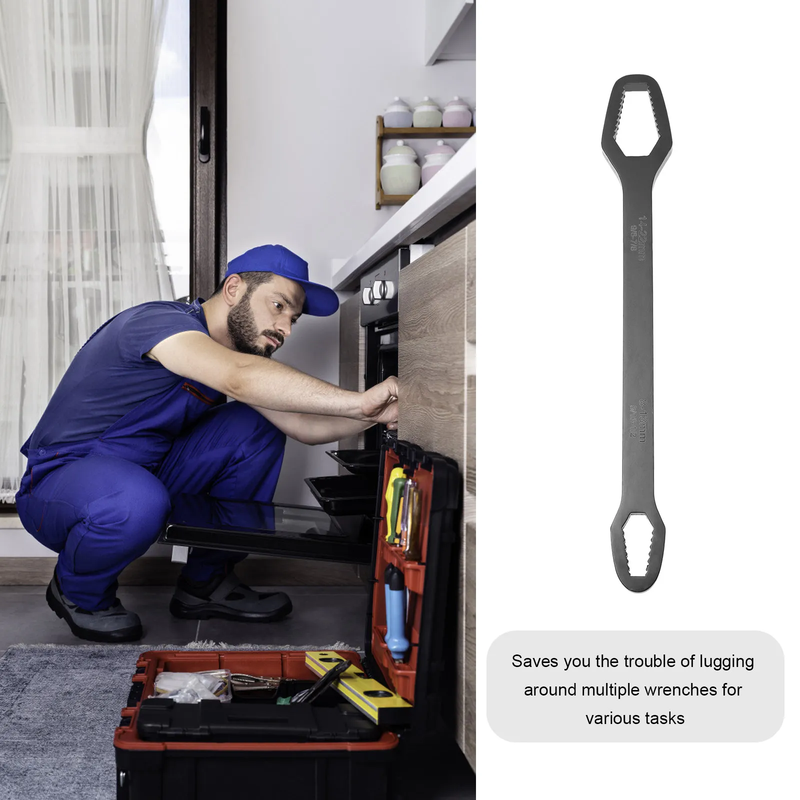 1Pcs Multifunction Spanner Double Headed Self-Tightening Wrench for Mechanical Auto Repair Multipurpose Screw Nut Universal